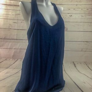 Silky navy blue slip dress V-neck tee back